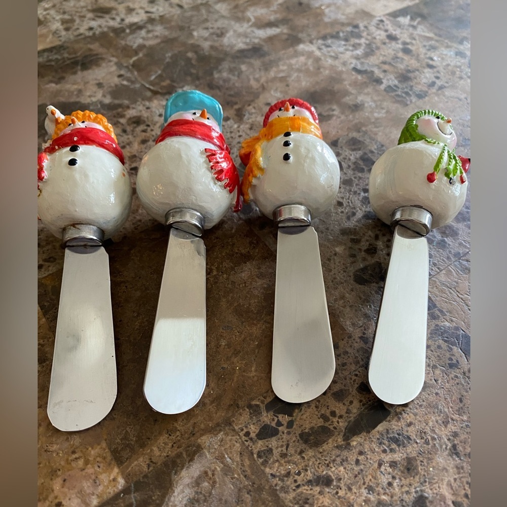 Snowman Christmas Stainless Steel silverware Spreaders Set - Festive Multi-Color